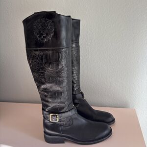Vince Camuto VC-Flavian Alligator Print Leather Boot Size 5B/35